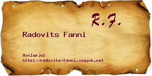 Radovits Fanni névjegykártya